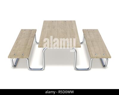 Picnic in legno Tabella 3D Foto Stock