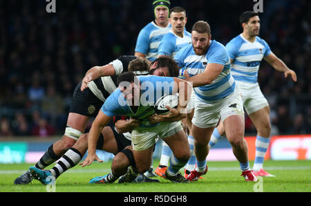 Londra, UK, 01 dicembre, 2018 Argentina Agustin Creevy durante il Killik Cup tra i barbari e Argentina a Twickenham Stadium , Londra, Inghilterra il 01 Dic 2018. Azione di Credito Foto Sport Foto Stock