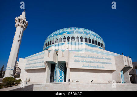 Giordania, Amman, il Re Abdullah moschea, minareto Foto Stock