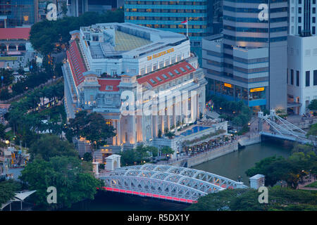 Fullerton Hotel, il fiume Singapore, Singapore Foto Stock