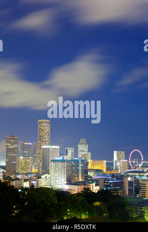 Singapore, elevati vista sul centro della città e la baia di Marina Foto Stock