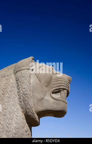 Siria, Aleppo, l'ottavo secolo BC Hittita tempio di Ain Dara, Lion Carving Foto Stock