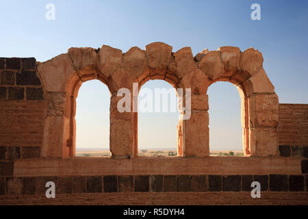 Siria, Hama dintorni, bizantine del sesto secolo del palazzo di pietra arenaria di Qasr ibn Wardan Foto Stock