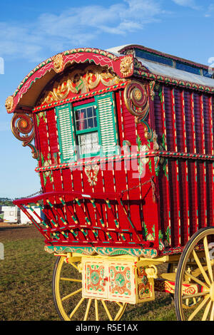 Inghilterra, Dorset, Blanford, il grande Dorset fiera del vapore, Gypsy Caravan Foto Stock