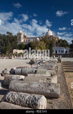 La Tunisia, Tunisi, Cartagine Byrsa Hill, L' Acropolium, b. 1884 e di epoca romana sculpture park Foto Stock