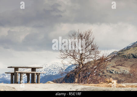 Luogo di riposo su Sognefjellet 55 strada per passare più alto in Norvegia. Foto Stock