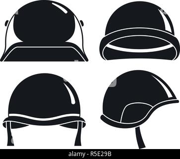 Casco soldato icon set. Semplice insieme di soldato casco icone vettoriali per il web design su sfondo bianco Illustrazione Vettoriale