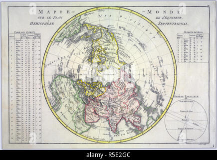 Mappe Monde sur le plan de l'equateur. Hemisphère Septentrional - creatore: André, Gaspard, active 1768-1801 Credito: UBC Library Foto Stock