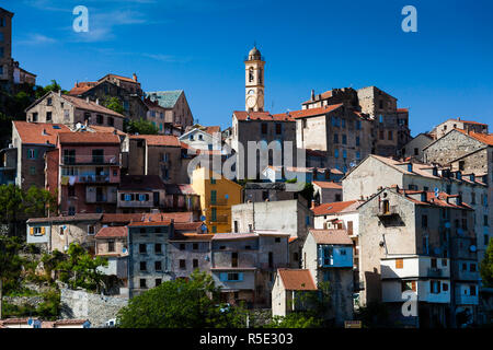 Francia, Corsica, Haute-Corse reparto centrale Monti Regione, Corte, vista città Foto Stock