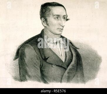 Carl Maria von Weber. Aufforderung zum Tanze. Schott; Londra, 1828. Carl Maria Friedrich von Weber (1786-1826). Compositore tedesco e il pianista. Ritratto. Immagine presa da Aufforderung zum Tanze. Originariamente pubblicato/prodotto in Schott; Londra, 1828. . Fonte: g.721.e.(3.). Lingua: tedesco. Foto Stock