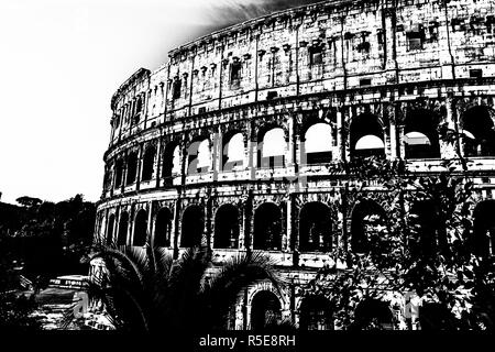 Il Colosseo vista dettagliata in stile retrò, Roma, Italia Foto Stock