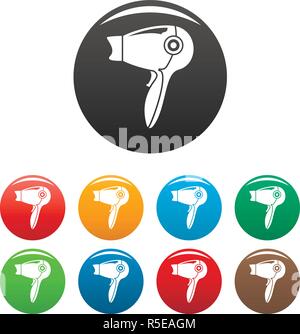 Hot asciugacapelli set di icone 9 vettore di colore isolato su bianco per qualsiasi design Illustrazione Vettoriale