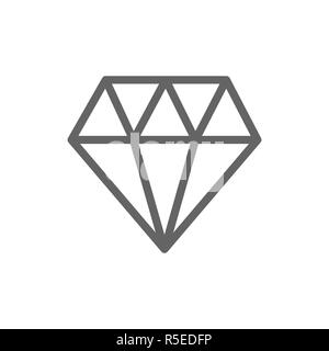 Diamante semplice icona linea. Simbolo e segno illustration design. Isolato su sfondo bianco Foto Stock