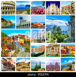 Collage di foto di Italia su sfondo bianco Foto Stock