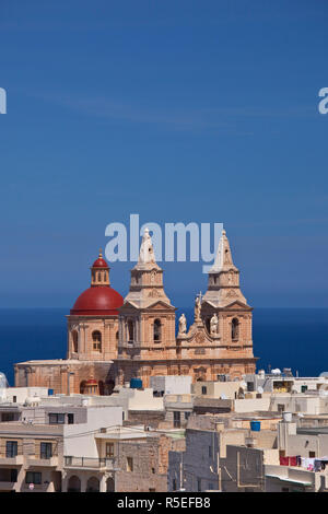 Malta, a nord-ovest di Malta, Mellieha, la Chiesa di Nostra Signora della Vittoria, vista in elevazione Foto Stock