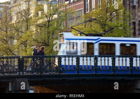 Il Tram, Amsterdam, Paesi Bassi Foto Stock