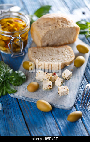 Il formaggio Feta cube Foto Stock