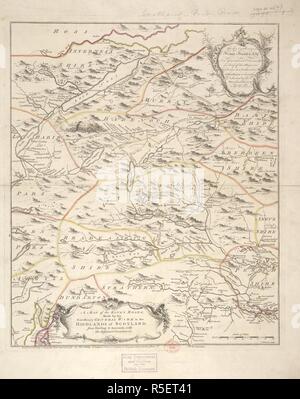 Una mappa del re strade nelle Highlands della Scozia: da Stirling a Inverness. Una mappa del re strade, fatta da Sua Eccellenza il Generale Wade nelle Highlands della Scozia: da Stirling a Inverness, con i paesi limitrofi &c. T. Kitchin sculp. A Sua Eccellenza il signor Henry Hawley Esqr. ... Dedicato da ... Thos. Willdey. [Scala, 1 pollice = 5 miglia]. Londra : Tho. Willdey: S. Austen, Jany. 4th, 1746. Fonte: Mappe 141.a.1 (70.). Lingua: Inglese. Foto Stock