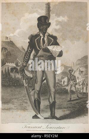 Toussaint Louverture. (1746-1803). Haitiani leader rivoluzionario. Un account storico dell'impero nero di Hayti. Londra, 1805. Toussaint Louverture (1746-1803). Haitiani leader rivoluzionario. Nato ad uno slave, divenne un generale dell'esercito francese ma dopo la guida fuori il britannico e spagnolo spedizioni, ha preso il controllo dell'isola. Napoleone inviato una spedizione per ripristinare ripristina il controllo e il ristabilimento della schiavitù. Egli è stato proditoriamente sequestrato da un incontro, imprigionato e morì di trascurare in carcere. Ritratto. Immagine presa da un account storico dell'impero nero di Hayti ( Hait Foto Stock