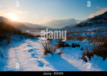 Nel Regno Unito, in Galles, Conwy-Gwynedd, Dyffryn Mymbyr o Vale di Mymbyr, Llynnau Mymbyr o Mymbyr Laghi Foto Stock