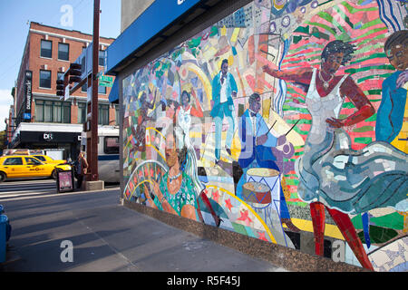 Carta murale Harlem, Manhattan, New York City, Stati Uniti d'America Foto Stock