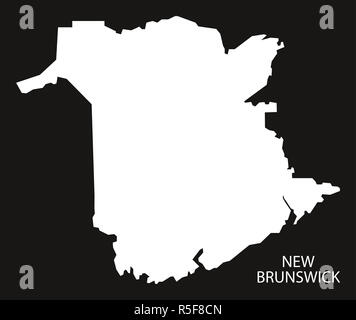 New Brunswick Canada mappa black silhouette invertito illustrazione forma Foto Stock