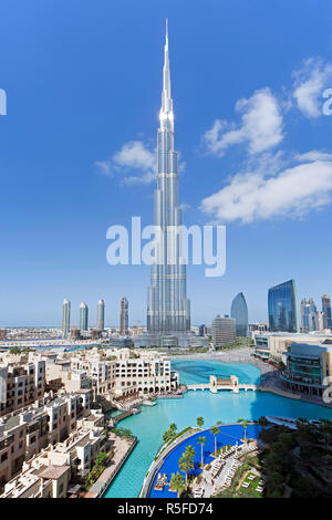 Il Burj Khalifa, completata nel 2010, l'uomo più alto struttura realizzata nel mondo, Dubai, UAE Foto Stock