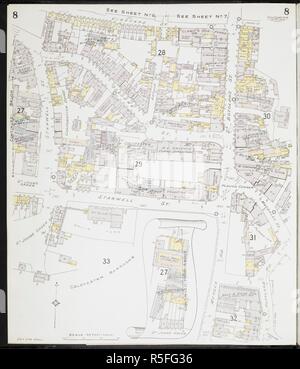 Mappa di Colchester, Essex. Colchester, Essex) : [incendio piani di assicurazione]. Londra : Chas. E. Pungolo Limited, 1909. 63x54cm.; Scala [1:480]. 40ft = 1 pollici. Fonte: Mappe 149.b.29.(2) foglio 8. Foto Stock