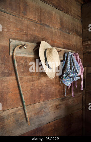 Stati Uniti d'America, Alabama, Montgomery, Alabama Old Town, Log interni cabina Foto Stock