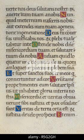 Pagina di testo; Salmo 84. Mirandola ore. L'Italia, circa 1490-1499. [Intero folio] Testo pagina dalle ore della Vergine; Salmo 84 immagine presa da Mirandola ore. Originariamente pubblicato/prodotto in Italia, circa 1490-1499. Fonte: Aggiungi. 50002, f.30. Lingue: Latina. Foto Stock