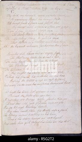 La poesia di Robert Burns. Poesie di Robert Burns. Scozia; 1786. [Intero folio] pagina di apertura di un autografo fair copia di brucia la poesia "le coppiglie il sabato sera", indirizzata all'avvocato Robert Aitken di Ayr immagine presa da poesie di Robert Burns. Originariamente pubblicato/prodotto in Scozia; 1786. . Fonte: Egerton 1656, f.30. Lingua: Inglese. Foto Stock