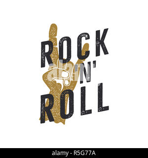 Immagini Stock - Poster Vintage Rock N Roll Disegnato A Mano