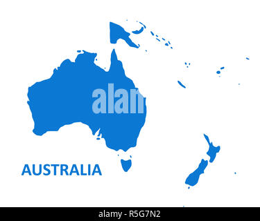 Australia continente Mappa. illustrazione vettoriale su sfondo bianco. Foto Stock
