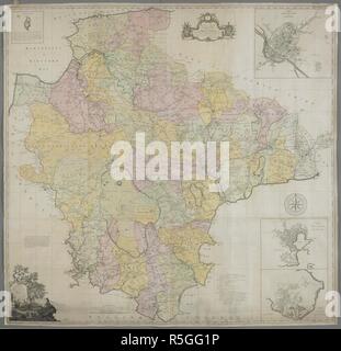 Una mappa di Devon. Una mappa della Contea di Devon con la città e la contea di Exeter ... La scala di un pollice di un miglio. Londra : stampato per l'autore, 1765. Fonte: Mappe K.Top.11.60.2 TAB.FINE. Lingua: Inglese. Foto Stock