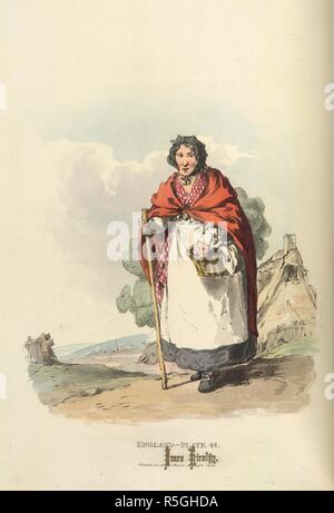 Donna di mercato. Il pittoresco di rappresentazioni di vestire e manne. Londra: Thomas M'magra, [ca. 1830]. Una donna di mercato. Immagine presa da pittoresche rappresentazioni di vestire e modi della lingua inglese. Illustrato in cinquanta incisioni colorate, con descrizioni. Originariamente pubblicato/prodotto a Londra: Thomas M'magra, [ca. 1830]. . Fonte: 7744.c.10, piastra XLIV. Lingua: Inglese. Foto Stock