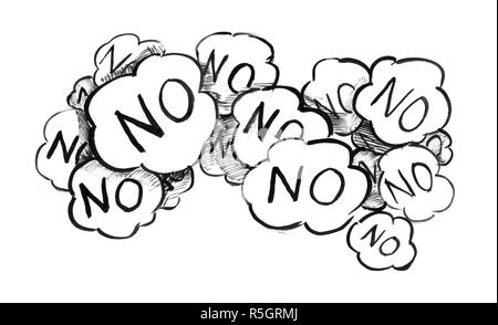 Inchiostro nero Grunge disegno a mano di fumetti con Word n. Foto Stock