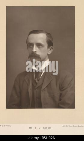 Sir James Matthew Barrie (1860-1937). Il romanziere scozzese e drammaturgo. Creatore di 'Peter Pan'. Ritratto. Il Cabinet Portrait Gallery. Fotografie di W. & D. Downey. [Con stampa in rilievo descrittivo.]. Cassell & Co.: Londra, 1890-94. Fonte: 10803.h.9 volume 3, la piastra 14. Lingua: Inglese. Foto Stock