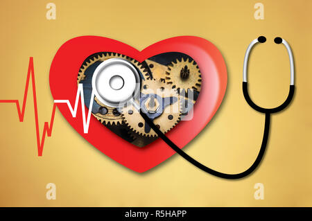 Linea di heartbeat cuore Cardio Foto Stock