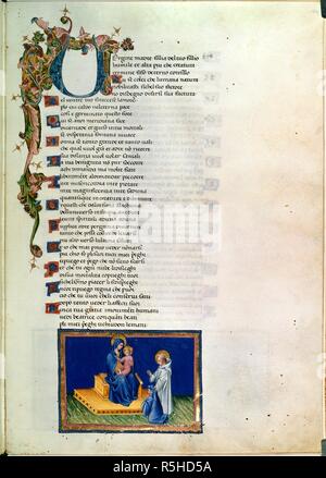 Miniatura di Bernard presentando un inginocchiarsi di Dante per la Vergine e il Bambino in trono. Divina Commedia. L'Italia, N. (Toscana Siena?); tra il 1444 e c. 1450. Fonte: Yates Thompson 36, f.189. Lingua: Italiano. Foto Stock