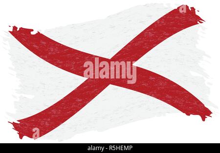 Bandiera di Alabama. Grunge Abstract Tratto di pennello isolato su uno sfondo bianco. Illustrazione Vettoriale. Illustrazione Vettoriale