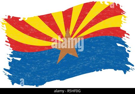 Bandiera dell'Arizona. Grunge Abstract Tratto di pennello isolato su uno sfondo bianco. Illustrazione Vettoriale. Illustrazione Vettoriale