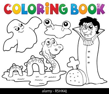 Libro da colorare monster tema 4 Foto Stock