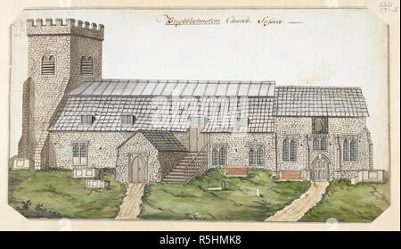 Chiesa Brightelmston Sussex. St Nicholas' chiesa in Brighthelmstone; il sagrato e lapidi di fronte. c. 1790. Fonte: Mappe K.Top.42.17.h. Lingua: Inglese. Foto Stock