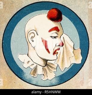 Un clown tergi uno strappo dal suo occhio. Il Circo libro. [Foto per bambini.]. G. Routledge & Sons: [Londra; litografato in Olanda, 1890.]. Fonte: 12807.s.62 pagina 5 dettaglio. Lingua: Inglese. Autore: ANON. Foto Stock