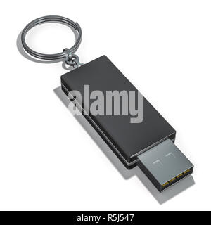 Thumb Drive USB isolato su uno sfondo bianco. Il rendering 3D Foto Stock