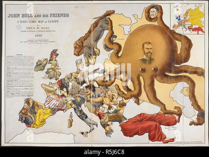 John Bull e i suoi amici. Un Serio-Comic Mappa di Europa. Da F.W. Rose. Londra : G.W. Bacon & Co., 1900. Fonte: maps.1078.(39). Autore: Rose, Frederick W. Foto Stock