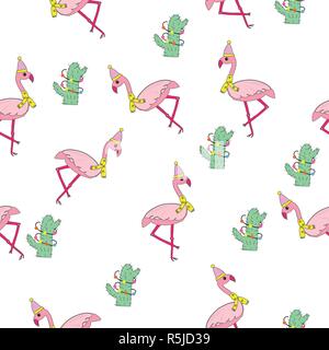 Natale tropicale seamless pattern. Illustrazione Vettoriale