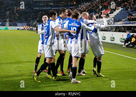 HEERENVEEN, 01-12-2018, Abe Lenstra stadium, stagione 2018 / 2019, olandese Eredivisie, SC Heerenveen celebra il 2-0 durante la partita SC Heerenveen - Fortuna Sittard. Foto Stock