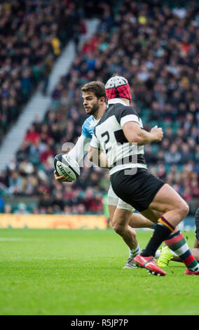 Twickenham, Regno Unito, sabato 1 dicembre, 2018 RFU Rugby Stadium, Inghilterra, Pumu, Matias Orlando, fantasma del passato, Schalk Brits, durante la Killik Cup match a Twickenham, Baa-Baas vs Argentina, Credito: Pietro SPURRIER/Alamy Live News Foto Stock