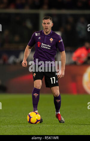 Jordan Veretout (Fiorentina) durante l'italiano 'Serie A' match tra Fiorentina 0-3 Juventus Artemio Franchi Stadium il 1 dicembre 2018 a Firenze, Italia. Credito: Maurizio Borsari/AFLO/Alamy Live News Foto Stock